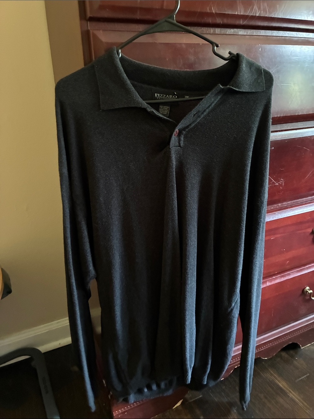 Men's Charcoal Long-Sleeve Polo Shirt